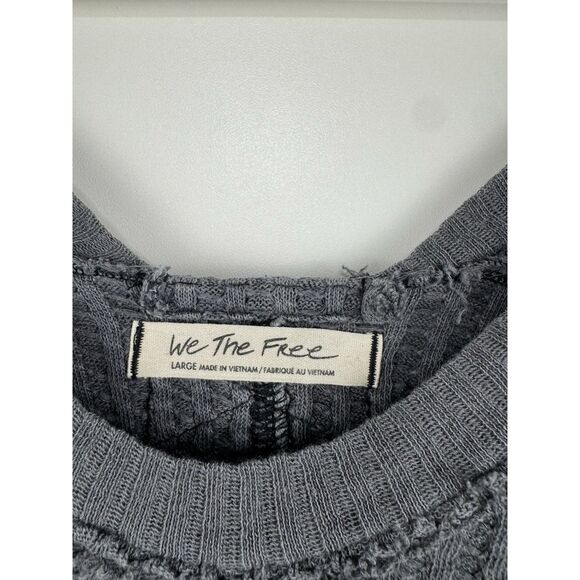 We The Free People Top Women's L Grey Magic Thermal Waffle Long Sleeve - Picture 2 of 5